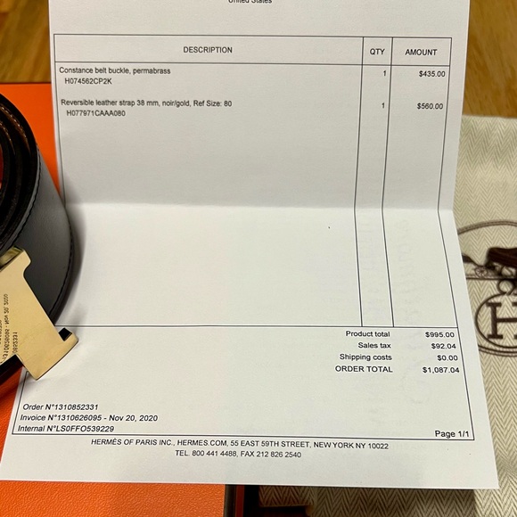 Hermes Constance 38mm Noir/Gold Belt size 80 Authentic Box and Dustbag included - Picture 11 of 11